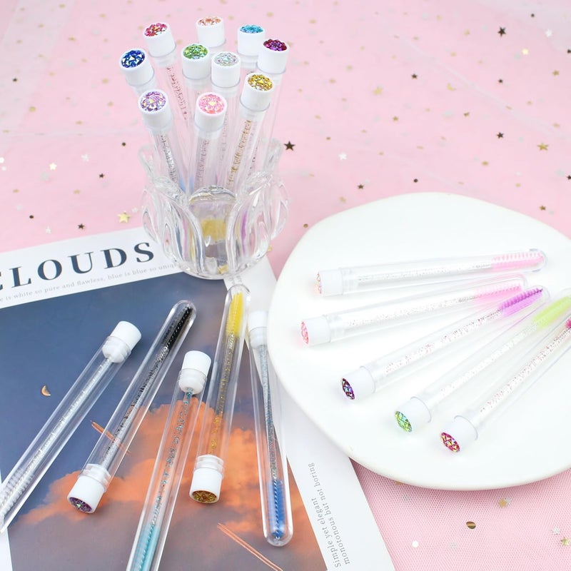 SenRocc 20 Sets Mascara Wand Tube Set Eyelash Spoolies Diamond Mascara BrushesBrush Makeup Tool Applicator Eyelash Brush Tubes Makeup Brush (Diamond-2-MlX) - Image 5